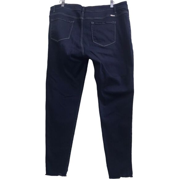 KanCan Dark Blue Distressed Fringe Hem Skinny Jeans - Picture 2 of 13